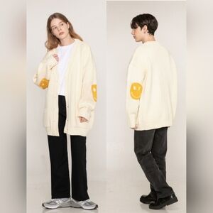 GRAVER[UNISEX] ELBOW DOT SMILE KNIT CARDIGAN CREAM